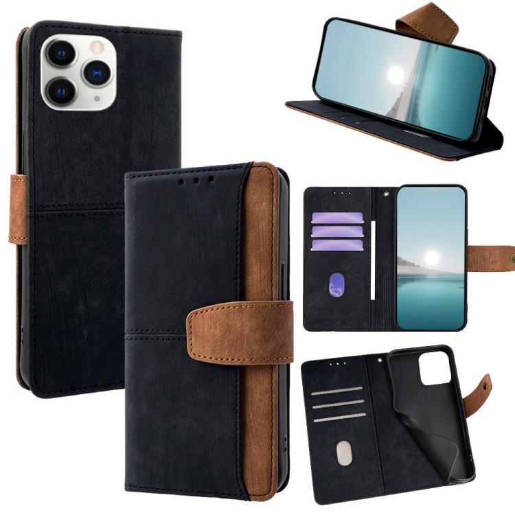 Color Stitching Skin Feel Leather RFID Blocking Phone Case, For iPhone 11 Pro