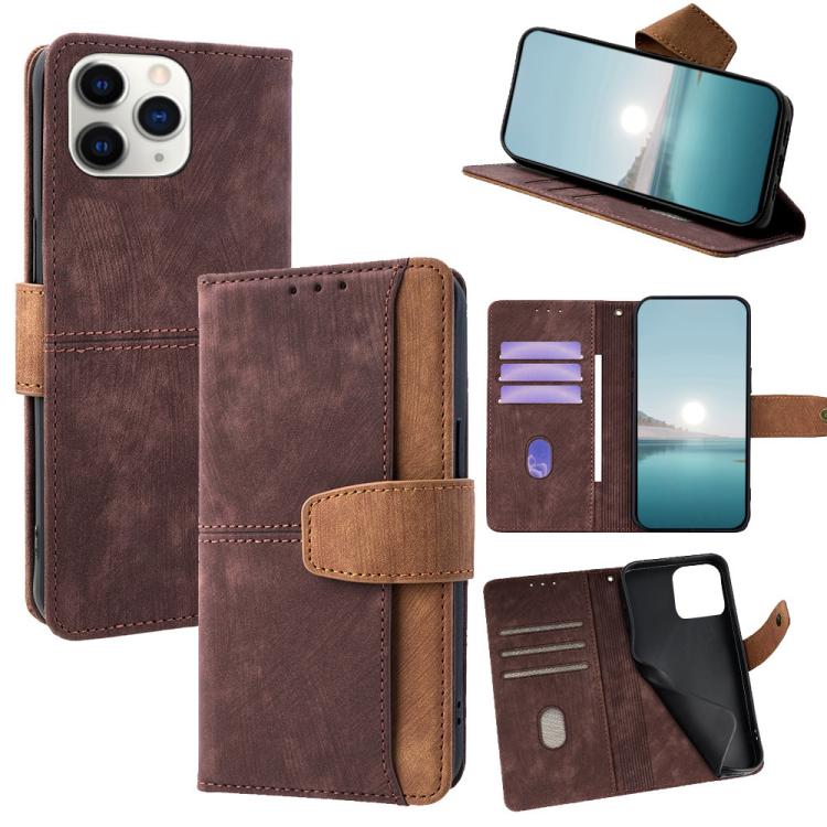 Color Stitching Skin Feel Leather RFID Blocking Phone Case, For iPhone 11 Pro