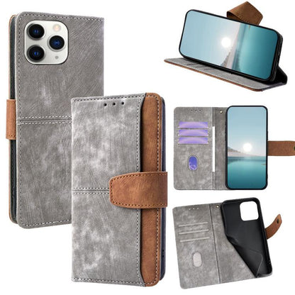 Color Stitching Skin Feel Leather RFID Blocking Phone Case, For iPhone 11 Pro