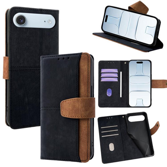 Color Stitching Skin Feel Leather RFID Blocking Phone Case, For iPhone Air, For iPhone 16 Pro Max, For iPhone 16 Pro, For iPhone 16 Plus