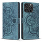 Mandala Embossed Retro Frosted Leather Phone Case, For iPhone Air, For iPhone 16 Pro Max, For iPhone 16 Pro, For iPhone 16 Plus