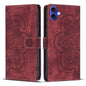 Mandala Embossed Retro Frosted Leather Phone Case, For iPhone 16, For iPhone 15 Pro Max, For iPhone 15 Pro, For iPhone 15 Plus