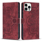 Mandala Embossed Retro Frosted Leather Phone Case, For iPhone 15, For iPhone 14 Plus, For iPhone 14 / 13, For iPhone 14 Pro
