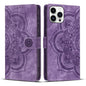 Mandala Embossed Retro Frosted Leather Phone Case, For iPhone 15, For iPhone 14 Plus, For iPhone 14 / 13, For iPhone 14 Pro