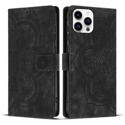 Mandala Embossed Retro Frosted Leather Phone Case, For iPhone 15, For iPhone 14 Plus, For iPhone 14 / 13, For iPhone 14 Pro