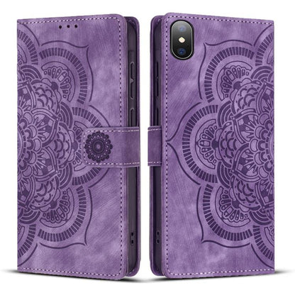 Mandala Embossed Retro Frosted Leather Phone Case, For iPhone 11, For iPhone 11 Pro, For iPhone X / XS, For iPhone XR