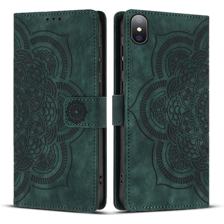 Mandala Embossed Retro Frosted Leather Phone Case, For iPhone 11, For iPhone 11 Pro, For iPhone X / XS, For iPhone XR