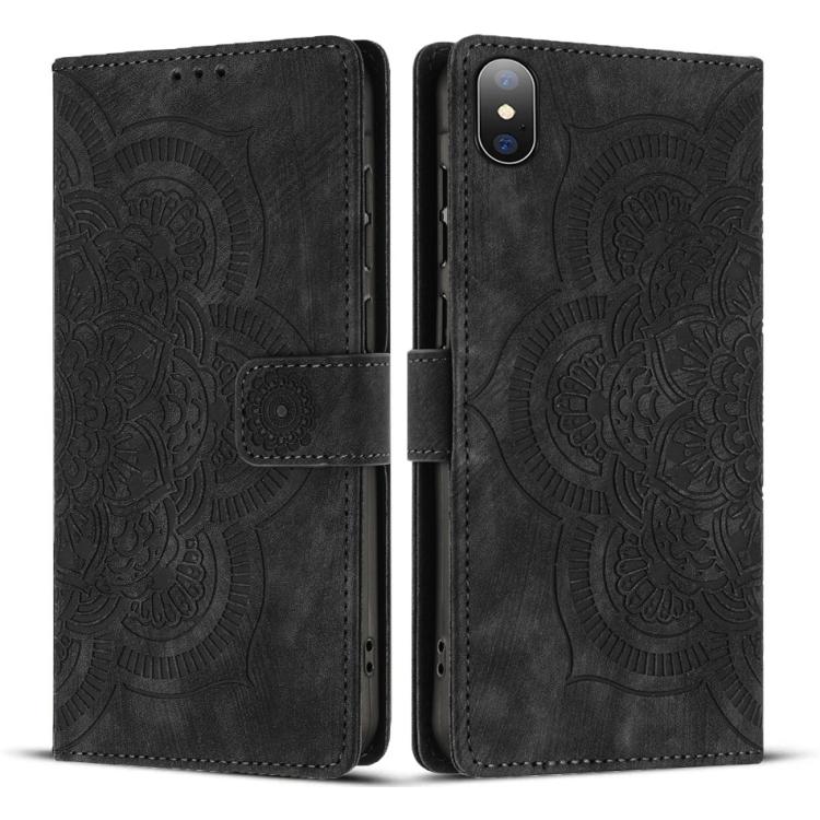 Mandala Embossed Retro Frosted Leather Phone Case, For iPhone 11, For iPhone 11 Pro, For iPhone X / XS, For iPhone XR