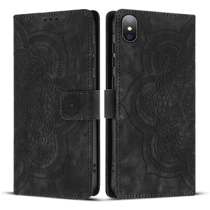 Mandala Embossed Retro Frosted Leather Phone Case, For iPhone 11, For iPhone 11 Pro, For iPhone X / XS, For iPhone XR