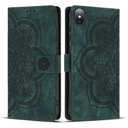 Mandala Embossed Retro Frosted Leather Phone Case