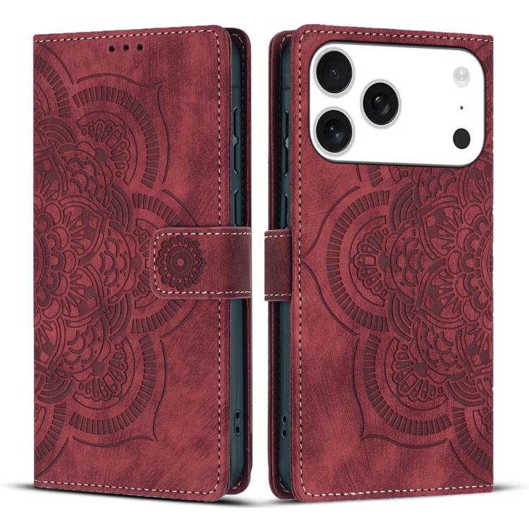 Mandala Embossed Retro Frosted Leather Phone Case, For iPhone 18 Pro / 17 Pro, For iPhone 18 Pro Max / 17 Pro Max, For iPhone 17e / 16e, For iPhone 17