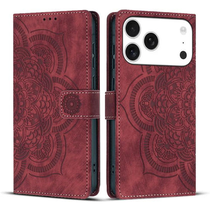 Mandala Embossed Retro Frosted Leather Phone Case, For iPhone 18 Pro / 17 Pro, For iPhone 18 Pro Max / 17 Pro Max, For iPhone 17e / 16e, For iPhone 17