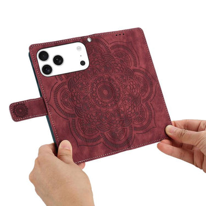 Mandala Embossed Retro Frosted Leather Phone Case, For iPhone 18 Pro / 17 Pro, For iPhone 18 Pro Max / 17 Pro Max, For iPhone 17e / 16e, For iPhone 17