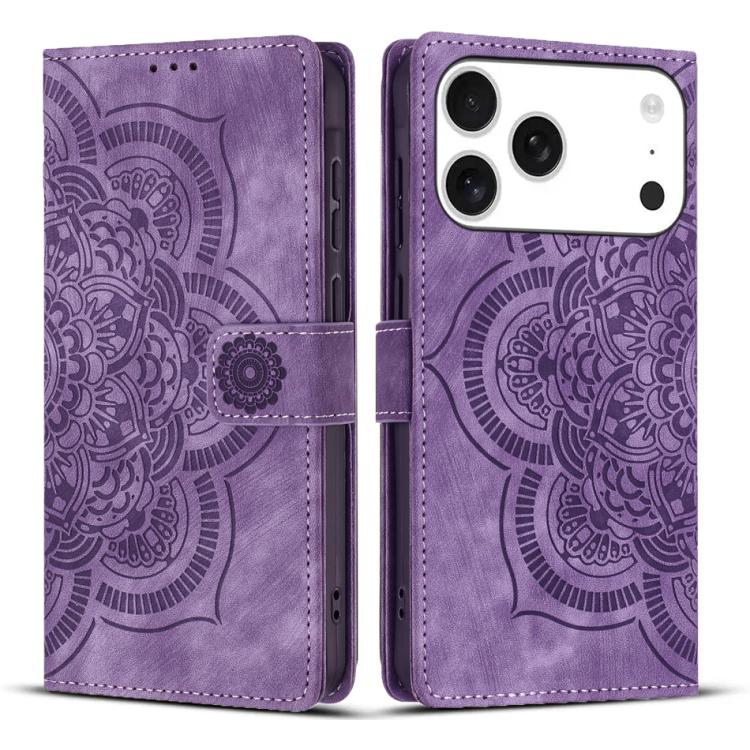 Mandala Embossed Retro Frosted Leather Phone Case, For iPhone 18 Pro / 17 Pro, For iPhone 18 Pro Max / 17 Pro Max, For iPhone 17e / 16e, For iPhone 17