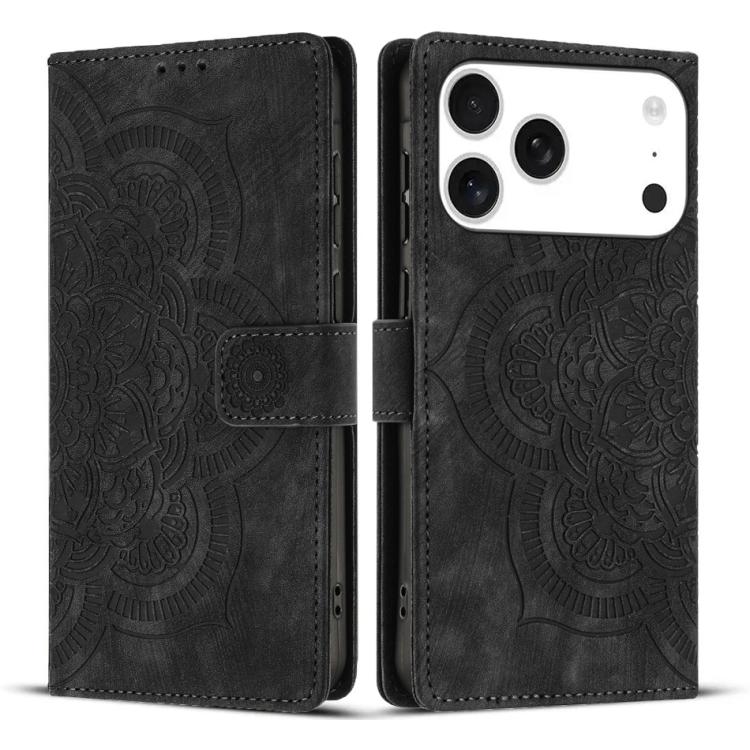 Mandala Embossed Retro Frosted Leather Phone Case, For iPhone 18 Pro / 17 Pro, For iPhone 18 Pro Max / 17 Pro Max, For iPhone 17e / 16e, For iPhone 17