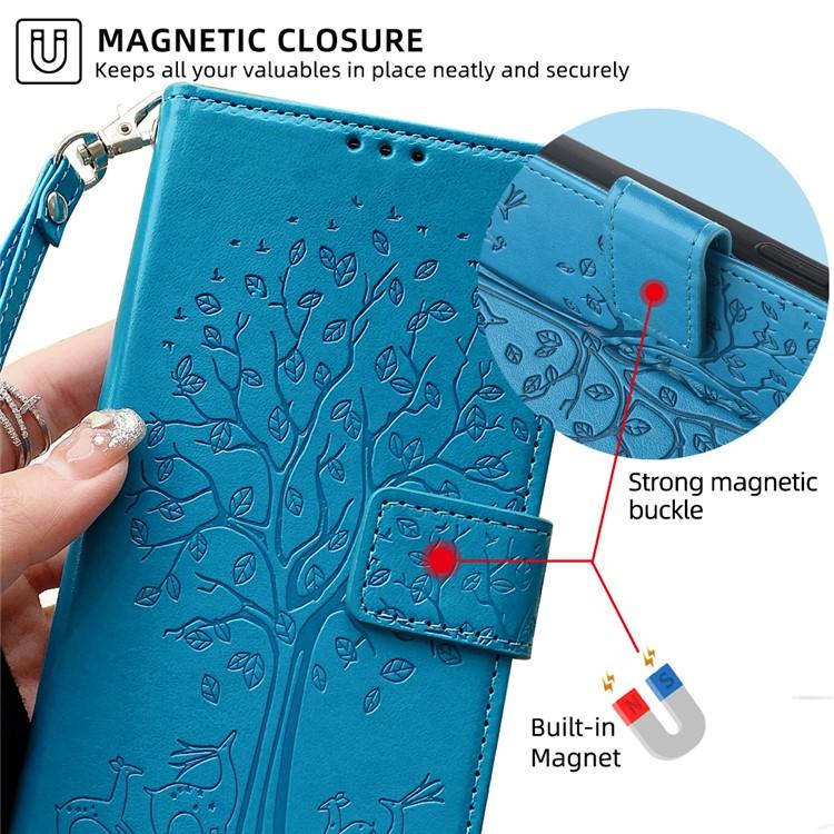 Tree & Deer Embossed Leather Phone Case, For iPhone 17e / 16e, For iPhone 17 Pro Max, For iPhone 17 Pro, For iPhone 17