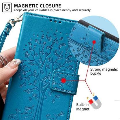Tree & Deer Embossed Leather Phone Case, For iPhone 17e / 16e, For iPhone 17 Pro Max, For iPhone 17 Pro, For iPhone 17