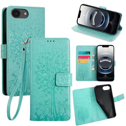 Tree & Deer Embossed Leather Phone Case, For iPhone 17e / 16e, For iPhone 17 Pro Max, For iPhone 17 Pro, For iPhone 17