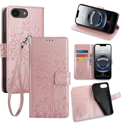 Tree & Deer Embossed Leather Phone Case, For iPhone 17e / 16e, For iPhone 17 Pro Max, For iPhone 17 Pro, For iPhone 17