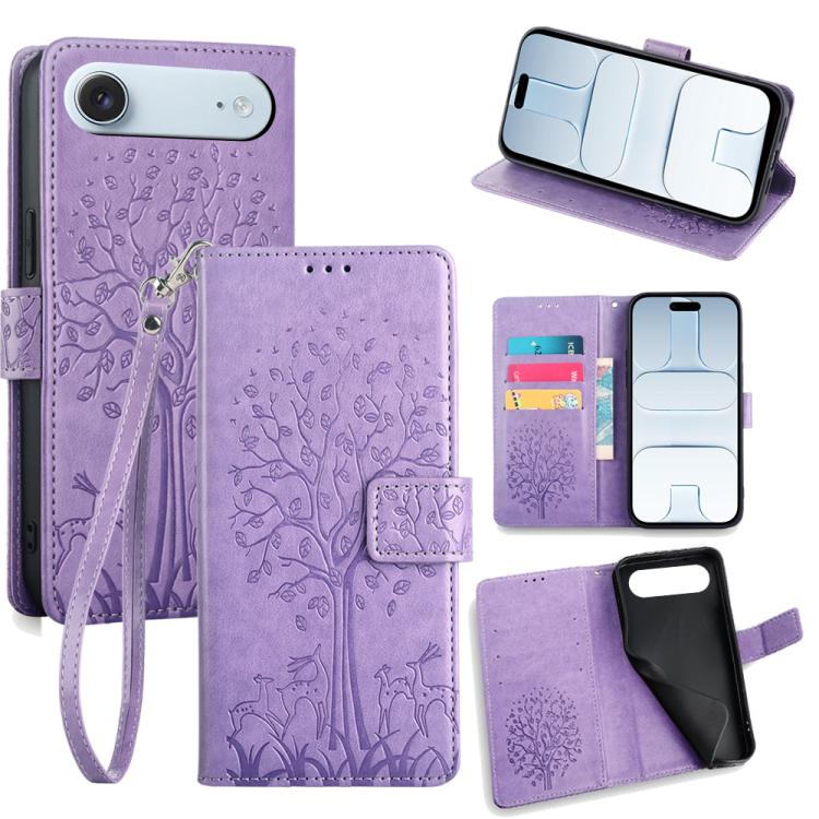 Tree & Deer Embossed Leather Phone Case