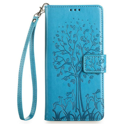 Tree & Deer Embossed Leather Phone Case