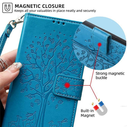 Tree & Deer Embossed Leather Phone Case