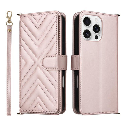 Multifunctional 6-Card Slots Leather Phone Case with Wrist Strap, For iPhone 17e / 16e, For iPhone 17 Pro Max, For iPhone 17 Pro, For iPhone Air, For iPhone 16 Pro Max, For iPhone 16 Pro