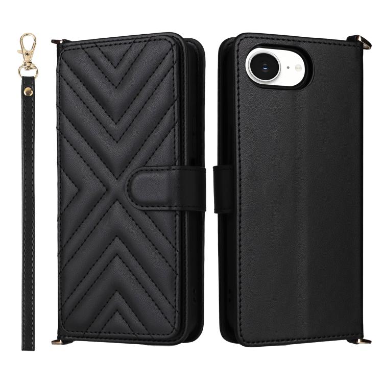 Multifunctional 6-Card Slots Leather Phone Case with Wrist Strap