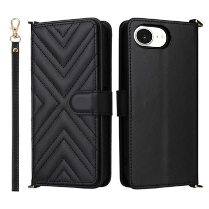 Multifunctional 6-Card Slots Leather Phone Case with Wrist Strap