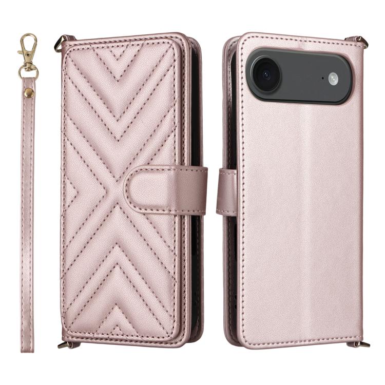 Multifunctional 6-Card Slots Leather Phone Case with Wrist Strap