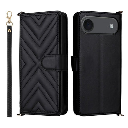 Multifunctional 6-Card Slots Leather Phone Case with Wrist Strap