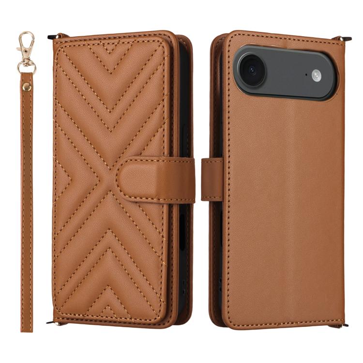Multifunctional 6-Card Slots Leather Phone Case with Wrist Strap, For iPhone 17e / 16e, For iPhone 17 Pro Max, For iPhone 17 Pro, For iPhone Air, For iPhone 16 Pro Max, For iPhone 16 Pro