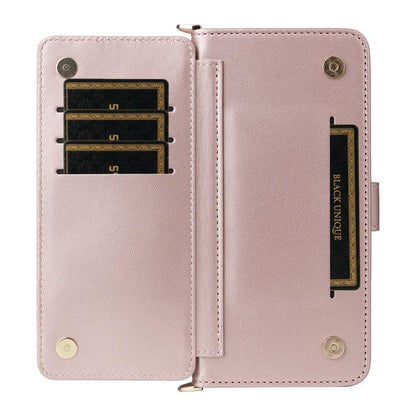 Multifunctional 6-Card Slots Leather Phone Case with Wrist Strap