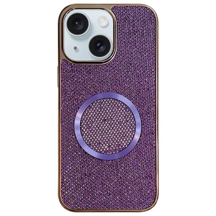 Electroplating PC Glitter Grain MagSafe Phone Case, For iPhone 15 Plus, For iPhone 15, For iPhone 14 Plus, For iPhone 14