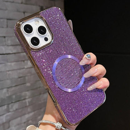 Electroplating PC Glitter Grain MagSafe Phone Case, For iPhone 14 Pro, For iPhone 14 Pro Max, For iPhone 13 Pro Max, For iPhone 13 Pro