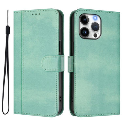 Line Splicing Buckle Retro Leather Phone Case