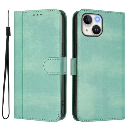 Line Splicing Buckle Retro Leather Phone Case