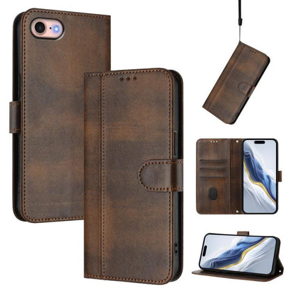 Line Splicing Buckle Retro Leather Phone Case