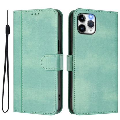 Line Splicing Buckle Retro Leather Phone Case