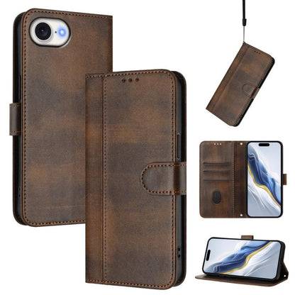 Line Splicing Buckle Retro Leather Phone Case