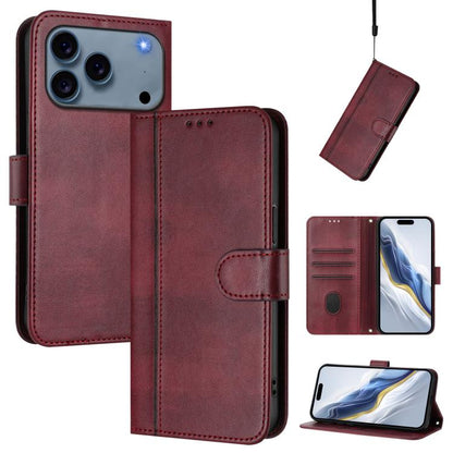 Line Splicing Buckle Retro Leather Phone Case