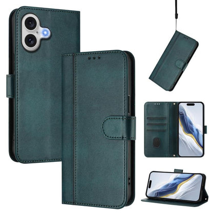 Line Splicing Buckle Retro Leather Phone Case, For iPhone 17, For iPhone Air, For iPhone 16 Pro Max