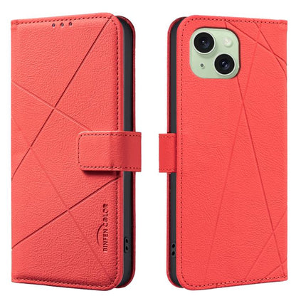 Geometric Pattern RFID Leather Phone Case, For iPhone 16, For iPhone 15 Pro Max, For iPhone 15 Pro, For iPhone 14 Plus / 15 Plus