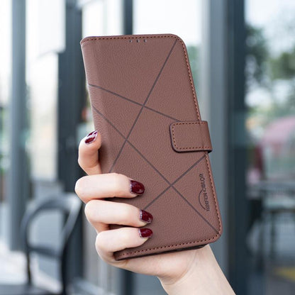 Geometric Pattern RFID Leather Phone Case, For iPhone 15, For iPhone 13 / 14, For iPhone 14 Pro, For iPhone 14 Pro Max