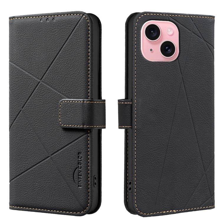 Geometric Pattern RFID Leather Phone Case, For iPhone 15, For iPhone 13 / 14, For iPhone 14 Pro, For iPhone 14 Pro Max