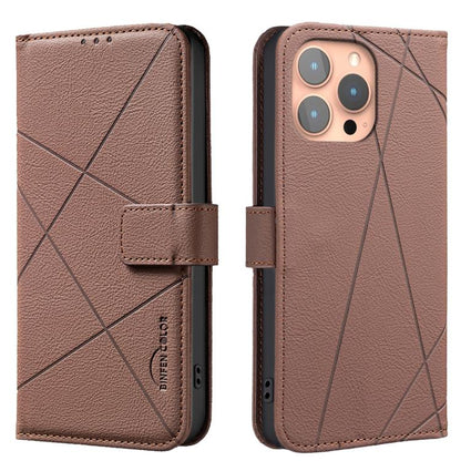 Geometric Pattern RFID Leather Phone Case, For iPhone 16, For iPhone 15 Pro Max, For iPhone 15 Pro, For iPhone 14 Plus / 15 Plus