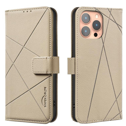 Geometric Pattern RFID Leather Phone Case, For iPhone 16, For iPhone 15 Pro Max, For iPhone 15 Pro, For iPhone 14 Plus / 15 Plus