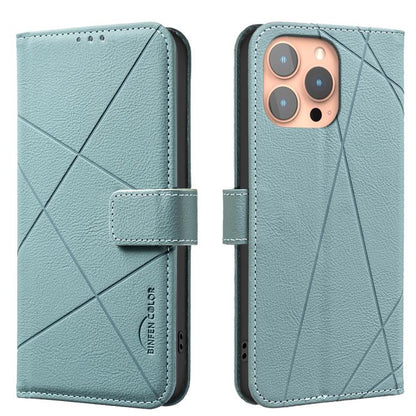 Geometric Pattern RFID Leather Phone Case, For iPhone 16, For iPhone 15 Pro Max, For iPhone 15 Pro, For iPhone 14 Plus / 15 Plus