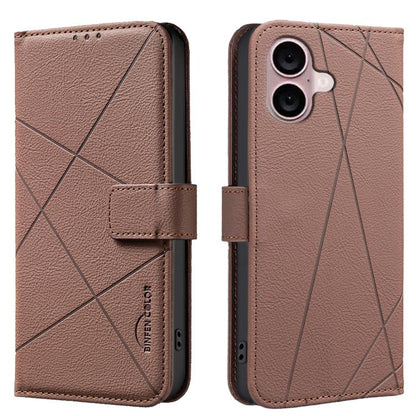 Geometric Pattern RFID Leather Phone Case, For iPhone 16e, For iPhone 16 Pro Max, For iPhone 16 Pro, For iPhone 16 Plus