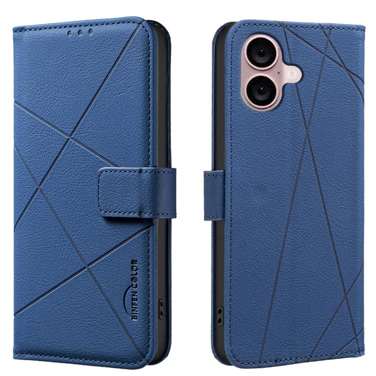 Geometric Pattern RFID Leather Phone Case, For iPhone 16e, For iPhone 16 Pro Max, For iPhone 16 Pro, For iPhone 16 Plus